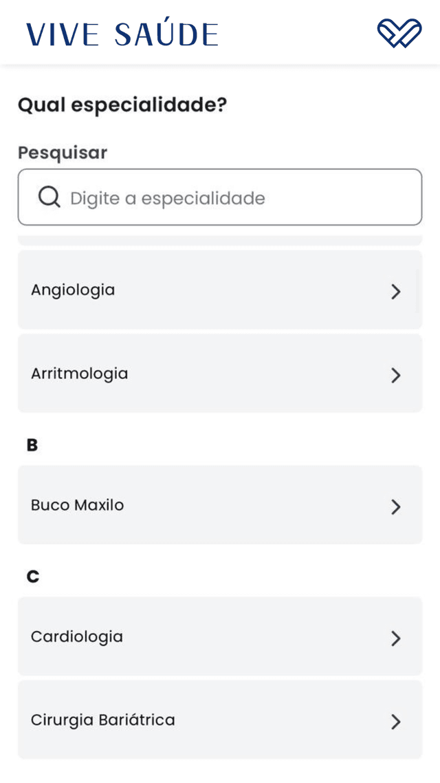 Busca de especialidades